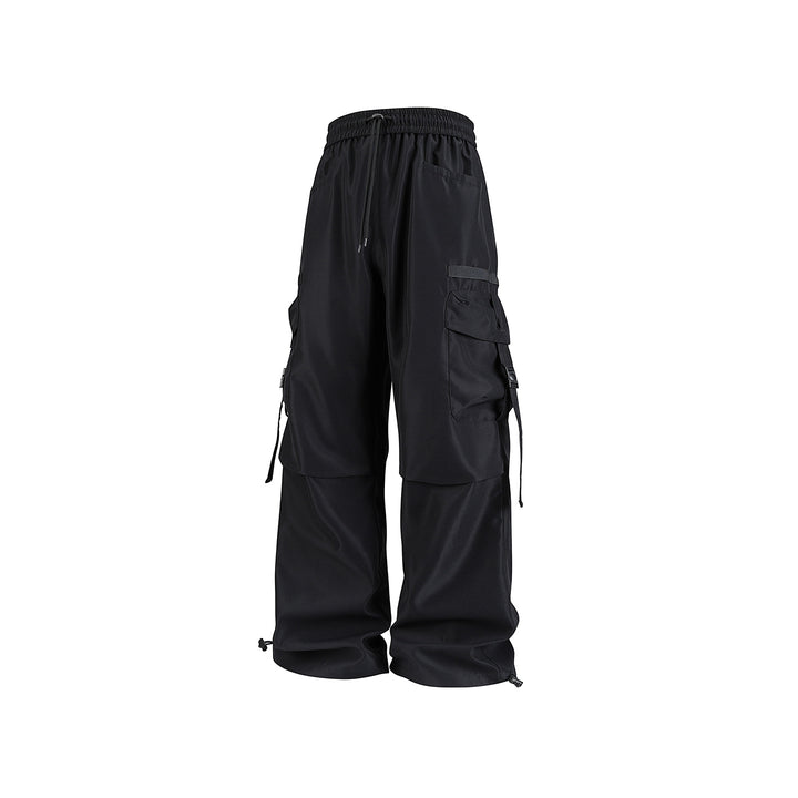 Herren Weite Cargo-Hose mit Multifachtaschen, verstellbarem Tunnelzugbund und modularen Gurt‑Details Drune