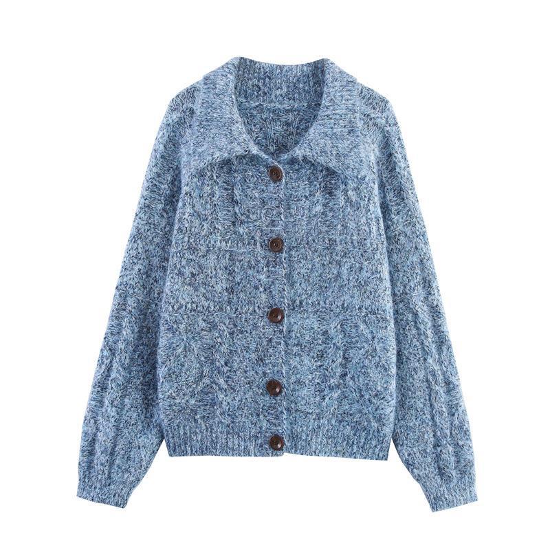 Damen Strickjacke mit modischem Kragen und Taschen Drune