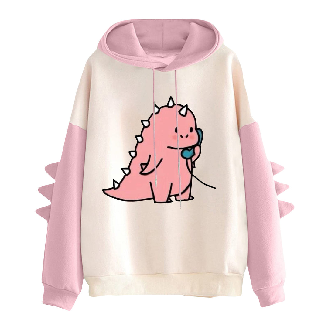 Damen nan Kapuzenpullover mit niedlichem Frosch-Motiv, Kängurutasche und volumigen Ärmelapplikationen Drune