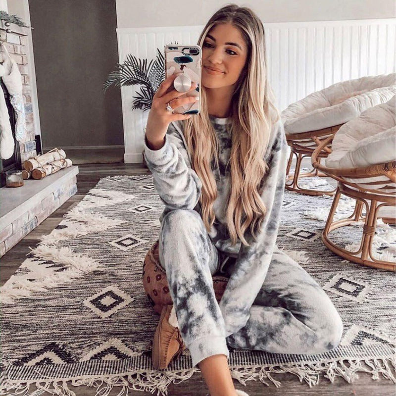 Damen Freizeit-Loungewear-Set mit modernem Batikdesign Drune