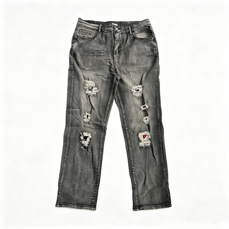 Herren Modische Destroyed Jeans mit kreativen Patches Drune