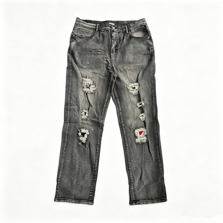 Herren Modische Destroyed Jeans mit kreativen Patches Drune