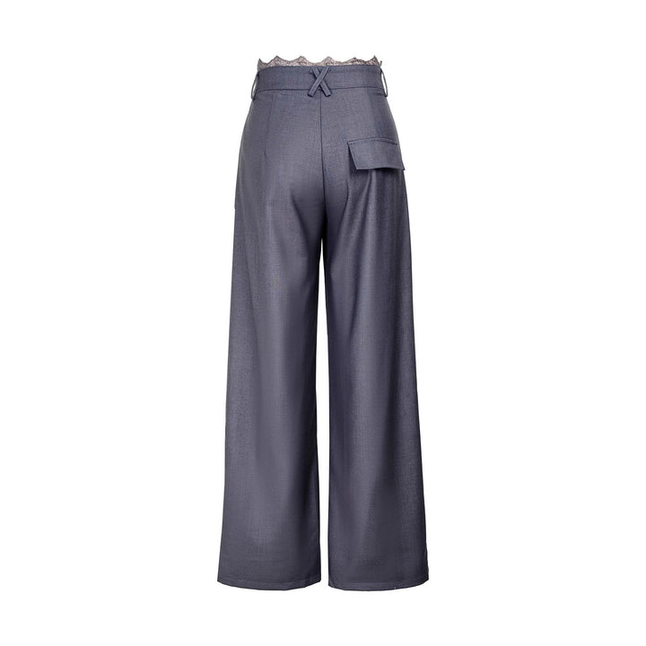 Damen Stylische High-Waist-Hose mit dekorativem Bund Drune