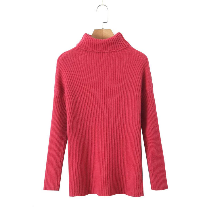 Damen Grobstrickpullover mit Stehkragen Drune