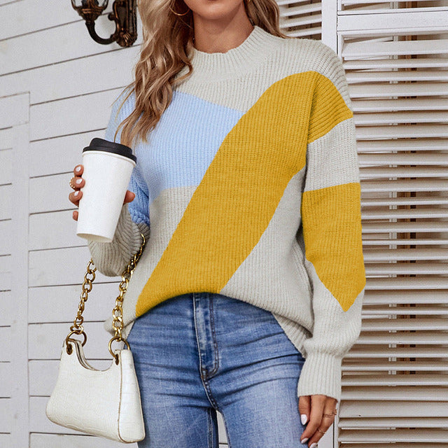 Drune | Strickpullover in Kontrastfarbe