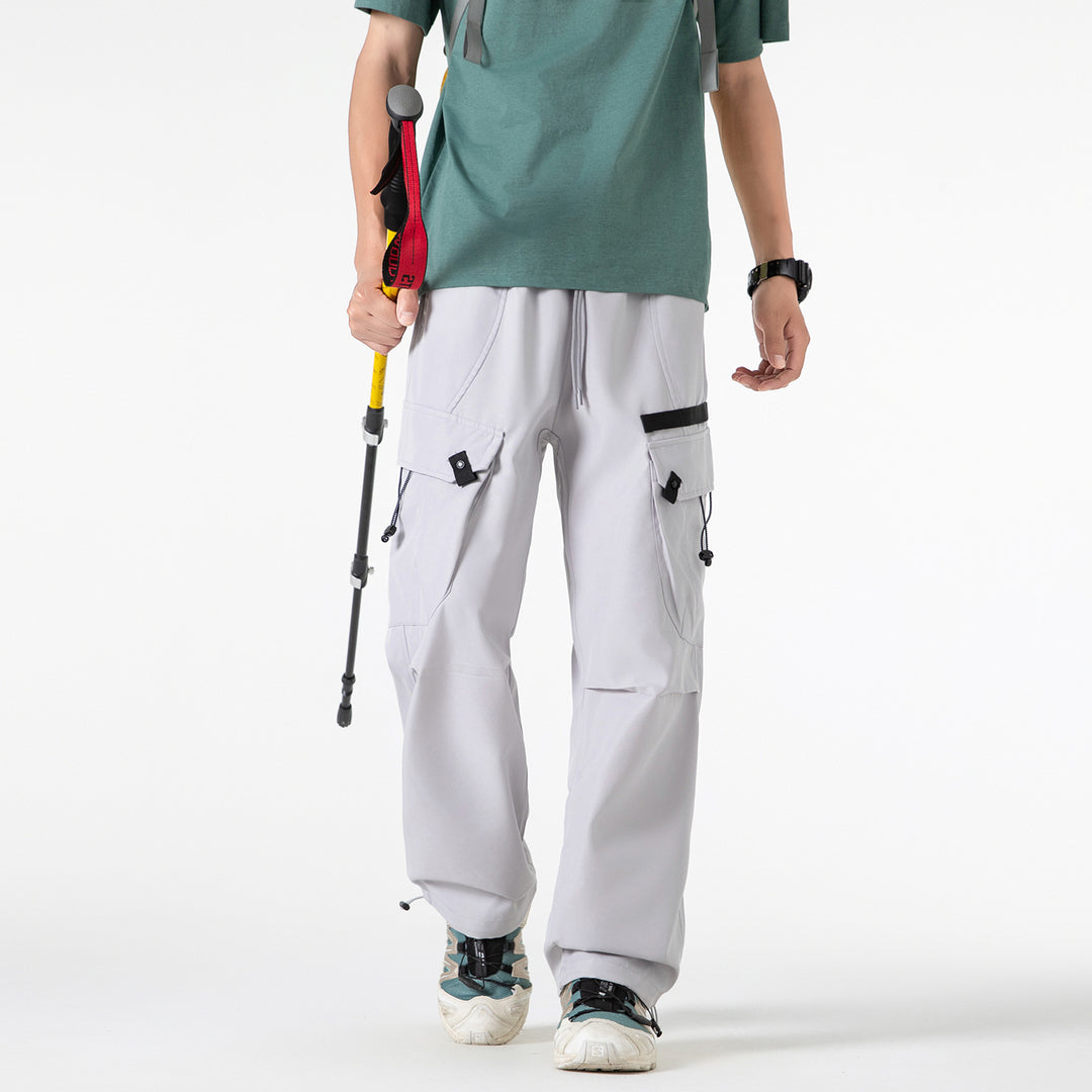 Herren Weite Utility-Cargo-Hose mit Tunnelzugbund, Multifachtaschen und verstellbaren Beinabschlüssen Drune