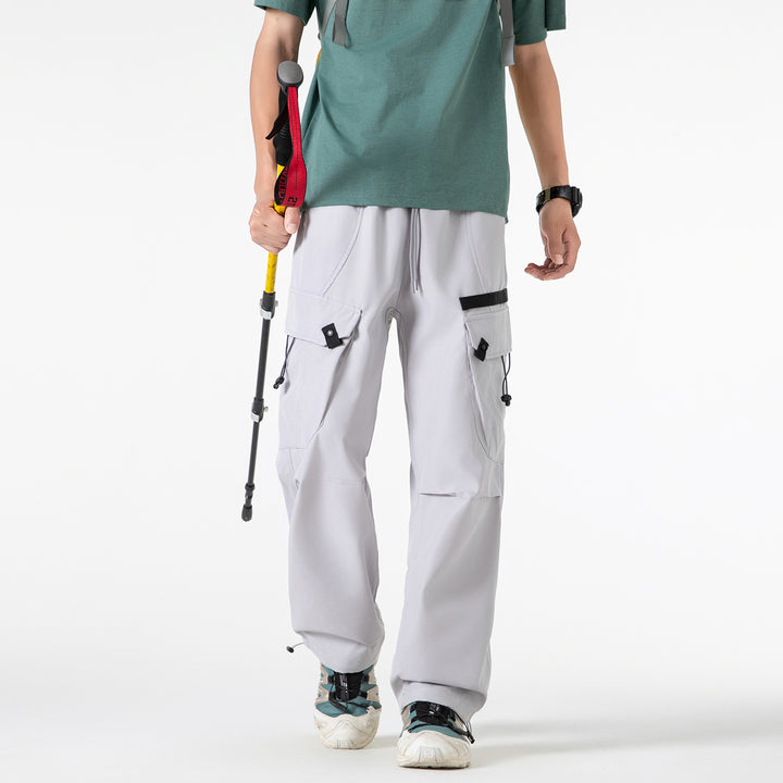 Herren Weite Utility-Cargo-Hose mit Tunnelzugbund, Multifachtaschen und verstellbaren Beinabschlüssen Drune