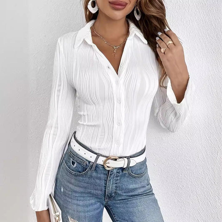 Damen Elegante Bluse mit strukturierten Längsstreifen Drune