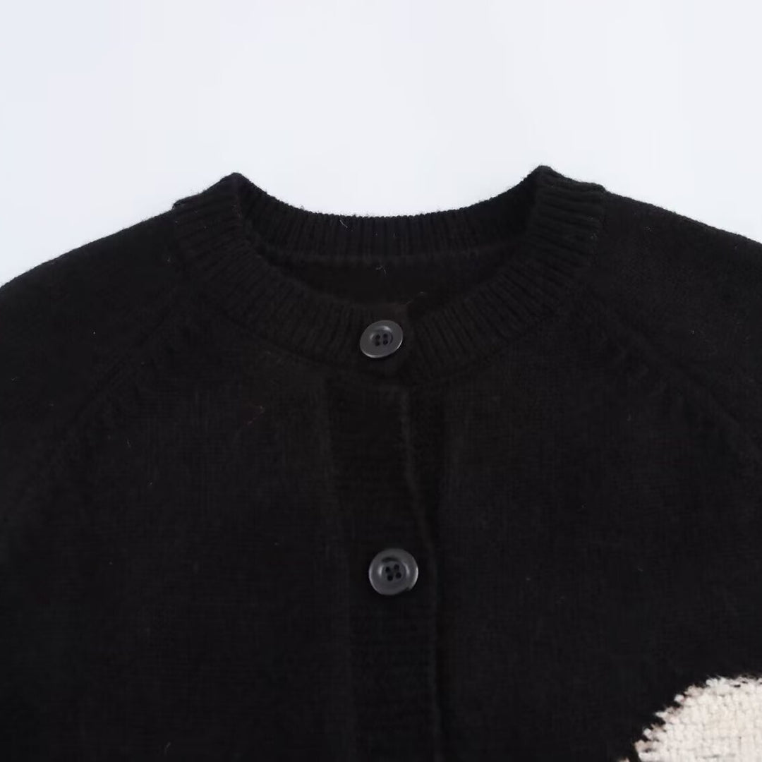 Damen Strickcardigan mit verspielten Tierintarsien und 3D‑Applikationen Drune