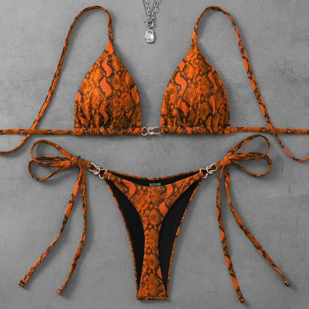 Damen Triangel-Bikini mit aufregendem Leopardenmuster Drune