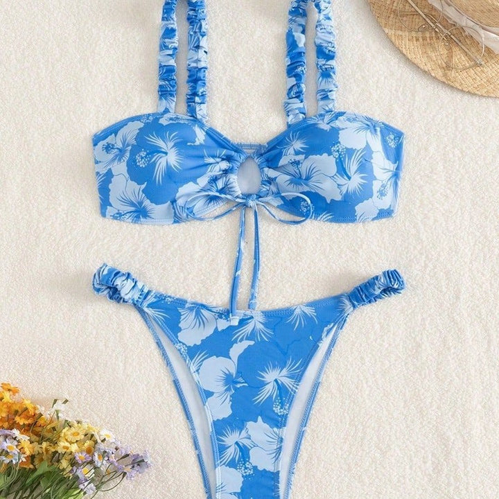 Damen Hochgeschnittener Bikini mit Rüschendetails Drune