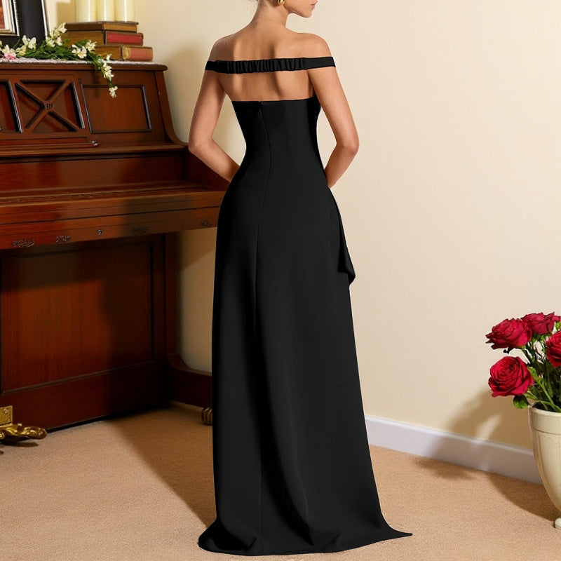Damen Elegantes Abendkleid mit tiefem Ausschnitt und seitlichem Schlitz Drune