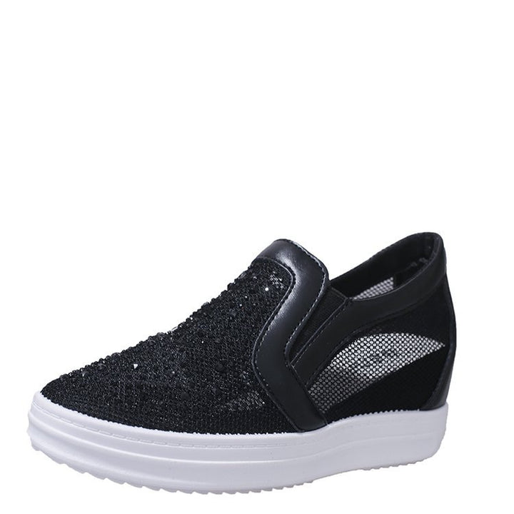 Damen Keil-Sneaker mit Glitzersteinen und atmungsaktivem Mesh Drune