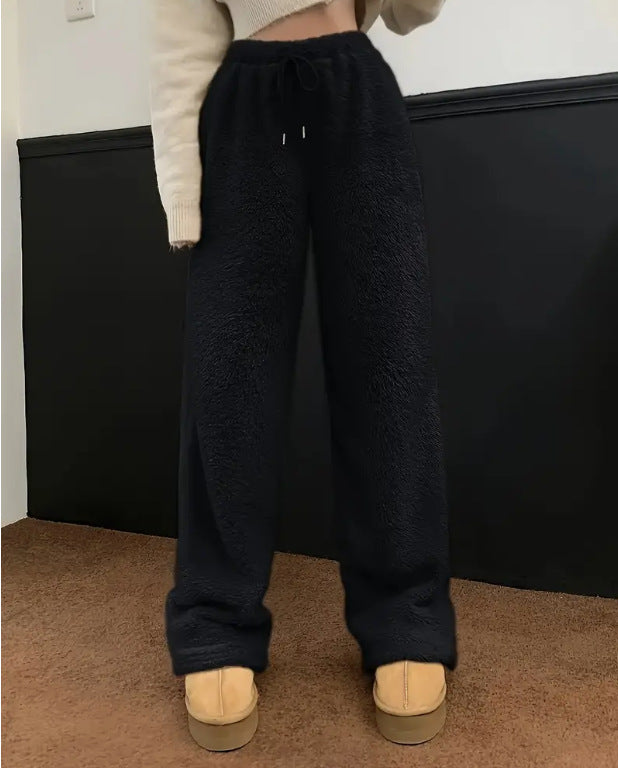 Damen Plüschstoff Freizeithose Drune