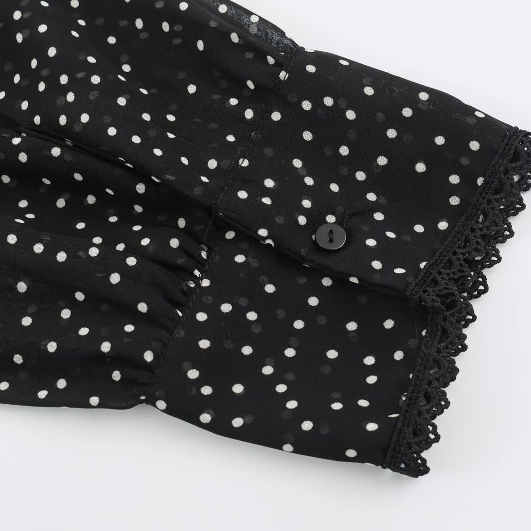 Damen Midikleid mit Rüschenfront, Stehkragen und ausgestelltem A-Linien‑Rock Drune
