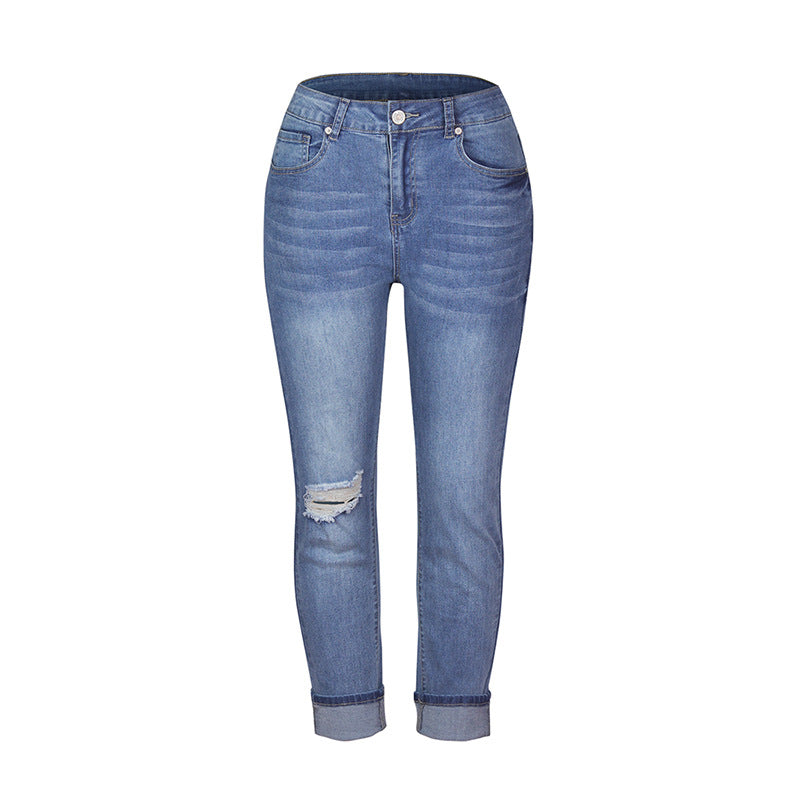 Damen Slim-Fit Jeans mit modischen Distressed-Details und hoher Taillierung Drune