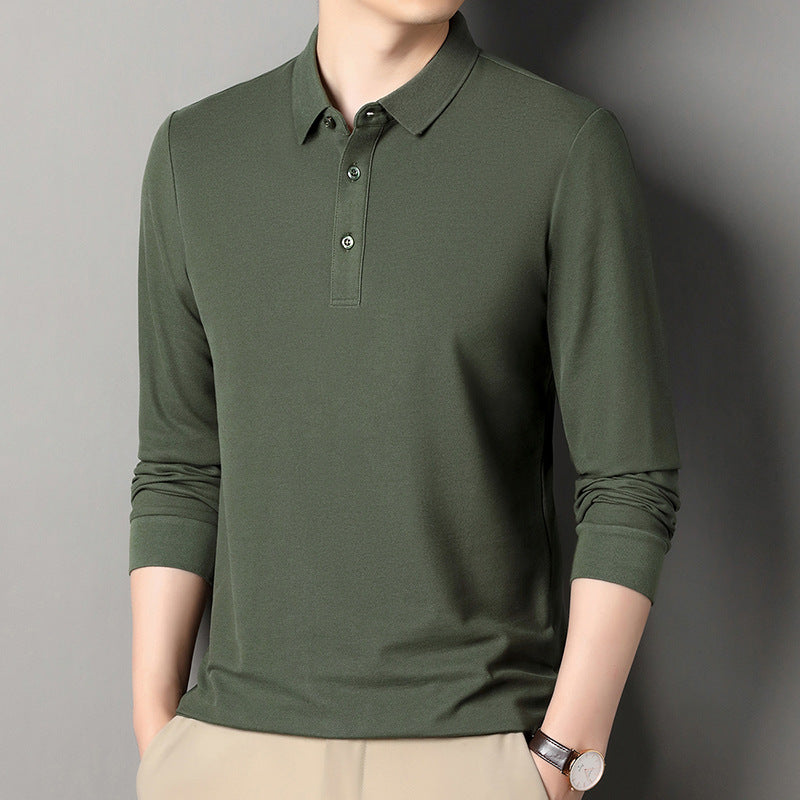 Herren Langarm‑Polo aus atmungsaktivem Baumwoll‑Stretch mit feinem Polokragen Drune