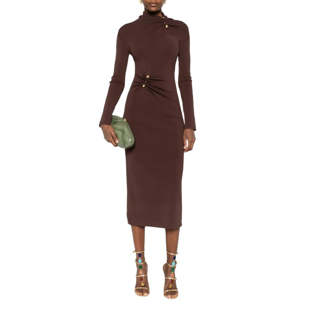 Damen Elegantes Wickelkleid mit Raffungen Drune