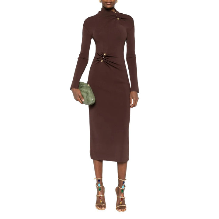 Damen Elegantes Wickelkleid mit Raffungen Drune