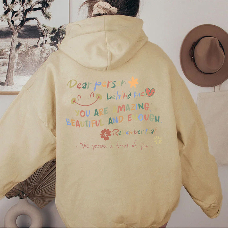 Damen Kapuzenpullover mit motivierendem Schriftzug und komfortabler Passform Drune