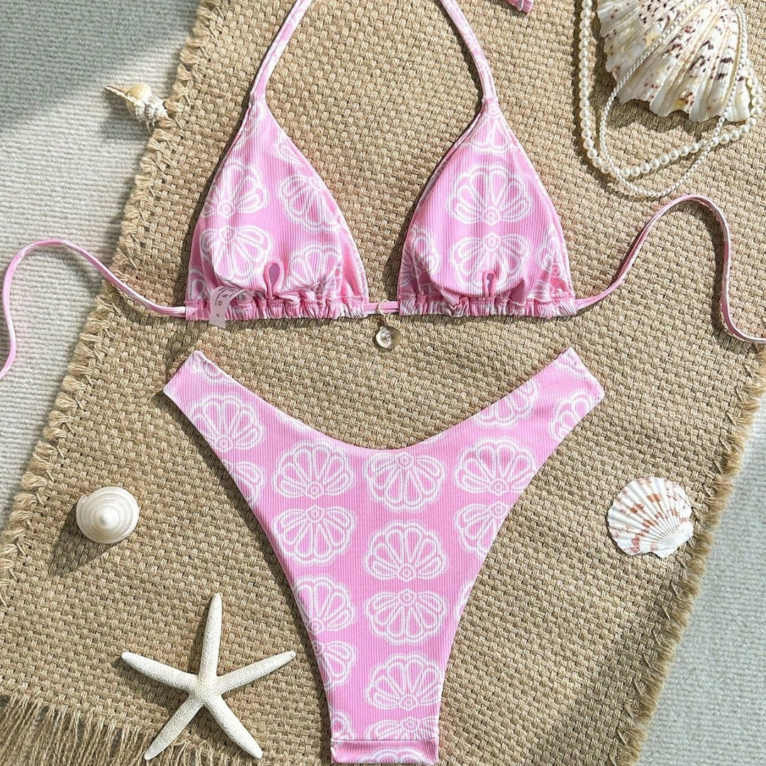 Damen Triangel-Bikini mit floralem Muster und komfortablem Schnitt Drune