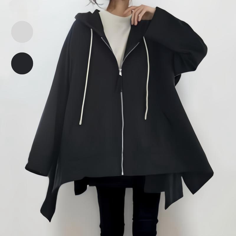 Damen Kapuzen-Poncho mit asymmetrischem Schnitt und praktischen Taschen Drune