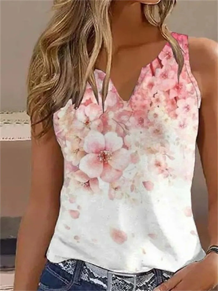 Damen ärmelloses Blusenshirt mit floralem Design Drune