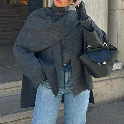 Damen Oversized Strickjacke mit elegantem Schnitt und voluminösen Ärmeln Drune