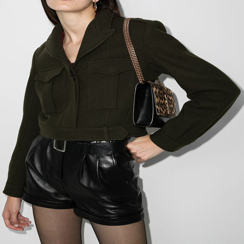Damen Kurzjacke im Military-Tailoring aus Wollmix mit Pattentaschen und Taillengürtel Drune