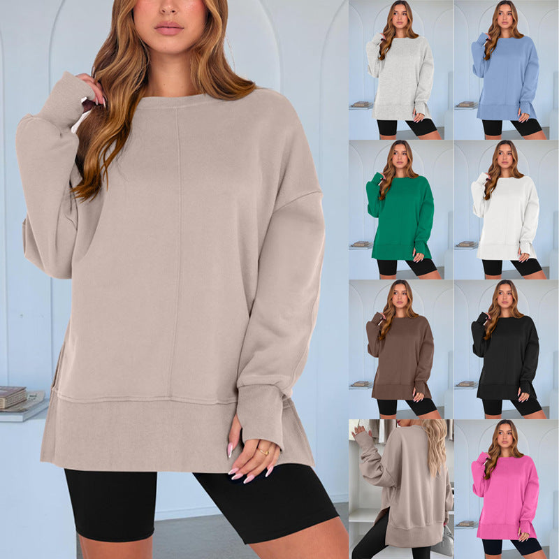 Damen Oversize-Sweatshirt mit Mittelnähte, Rundhals und überschnittener Schulter Drune