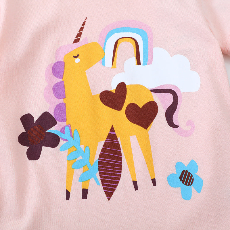 Mädchen T-Shirt mit buntem Einhornmotiv Drune
