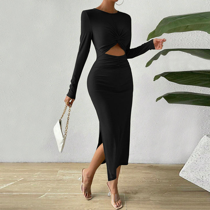 Damen Midikleid mit raffinierten Rüschendetails und sexy Cut-Outs Drune