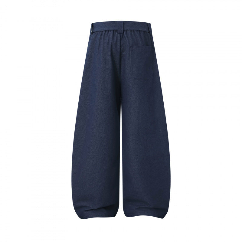 Damen Ballon-Hose mit weitem Bein, hohem Bund und Bindegürtel Drune