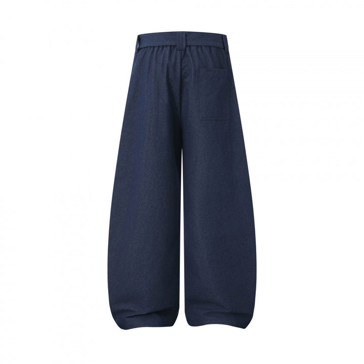 Damen Ballon-Hose mit weitem Bein, hohem Bund und Bindegürtel Drune