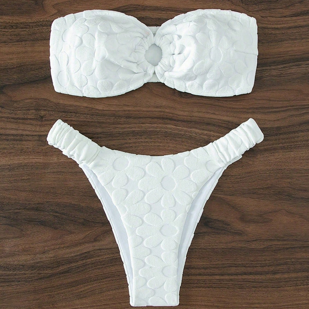 Damen Bandeau-Bikini mit blumiger Textur Drune