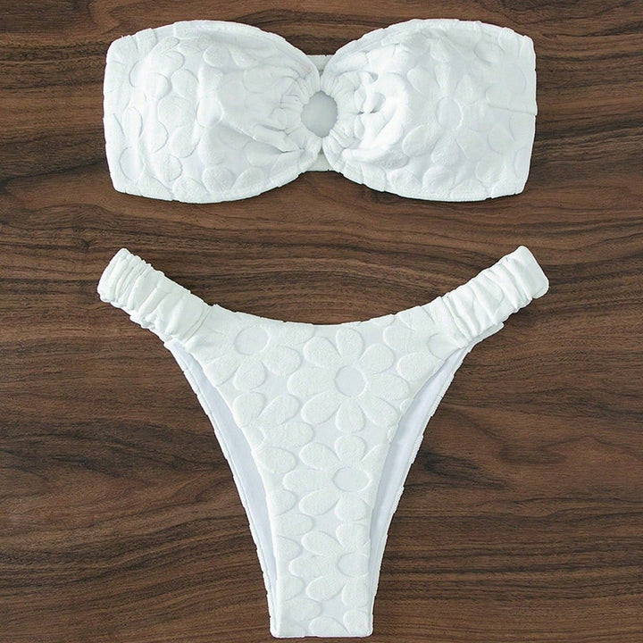 Damen Bandeau-Bikini mit blumiger Textur Drune