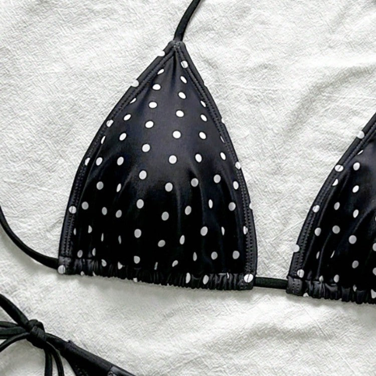 Damen Triangel-Bikini mit verspieltem Punktenmuster und verstellbarem Bund Drune