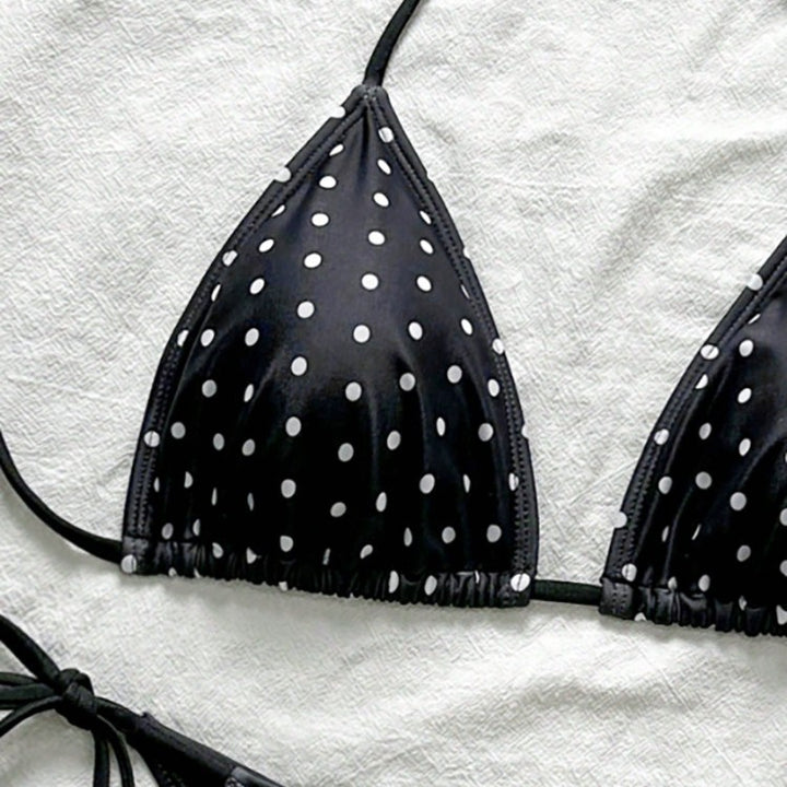Damen Triangel-Bikini mit verspieltem Punktenmuster und verstellbarem Bund Drune