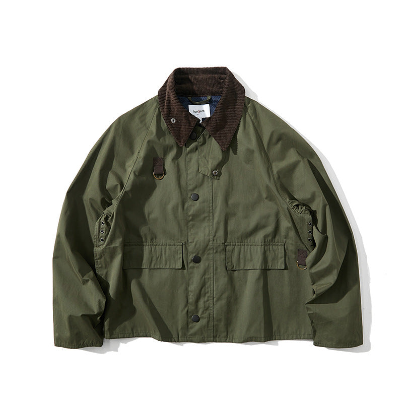 Herren Kurz geschnittene Utility-Fieldjacke mit Cordkragen und D-Ring-Details Drune