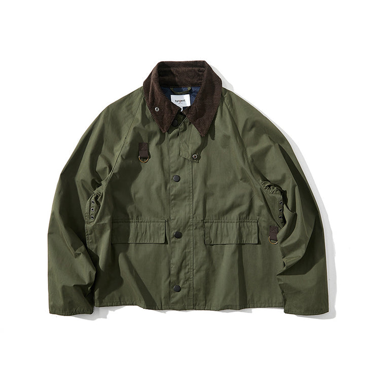 Herren Kurz geschnittene Utility-Fieldjacke mit Cordkragen und D-Ring-Details Drune