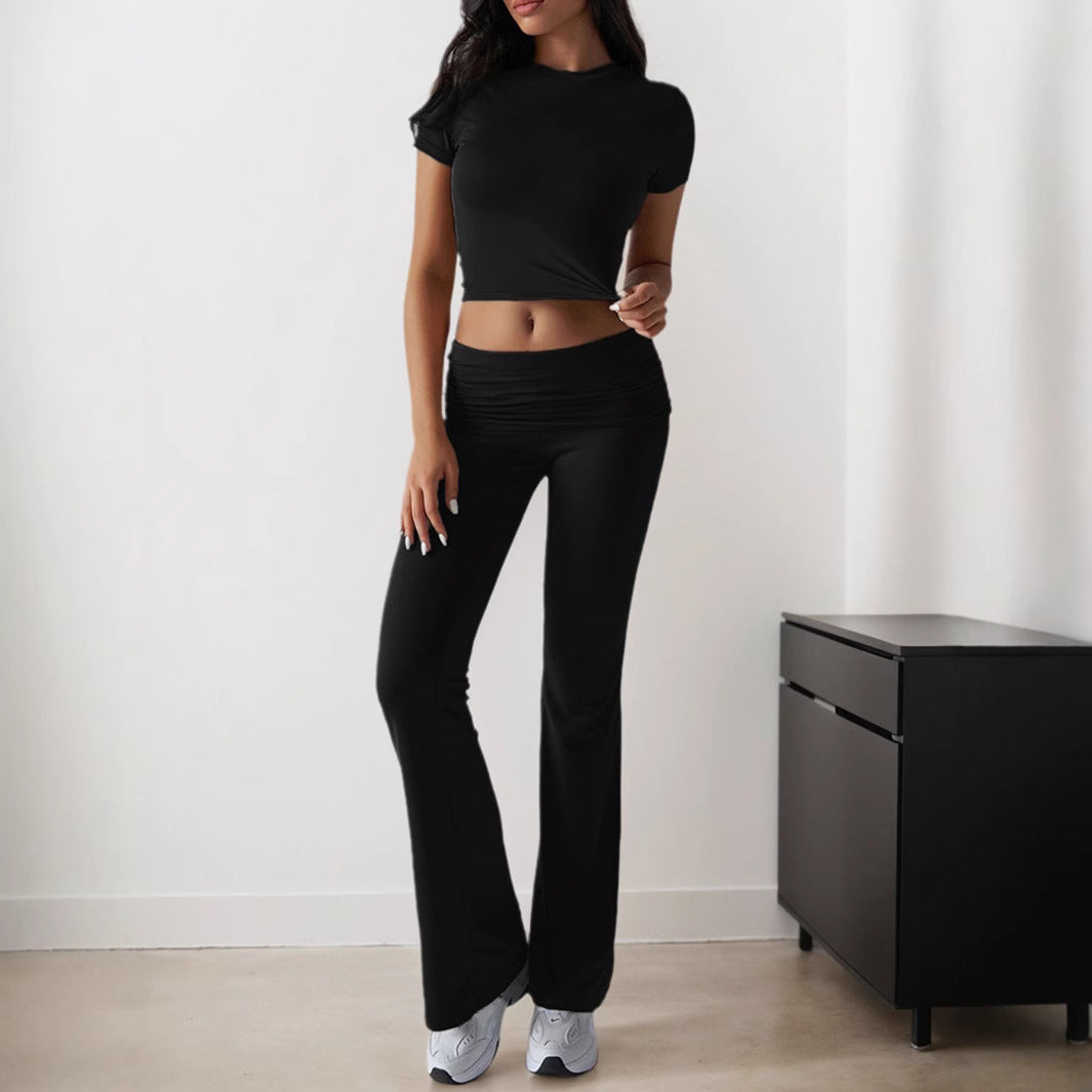 Damen Sportliches Set mit figurbetontem Oberteil und flared Leggings Drune