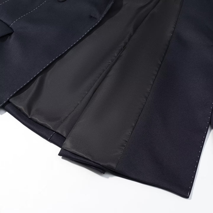 Damen Doppelreihiger Longline-Blazer mit Kontraststeppungen Drune