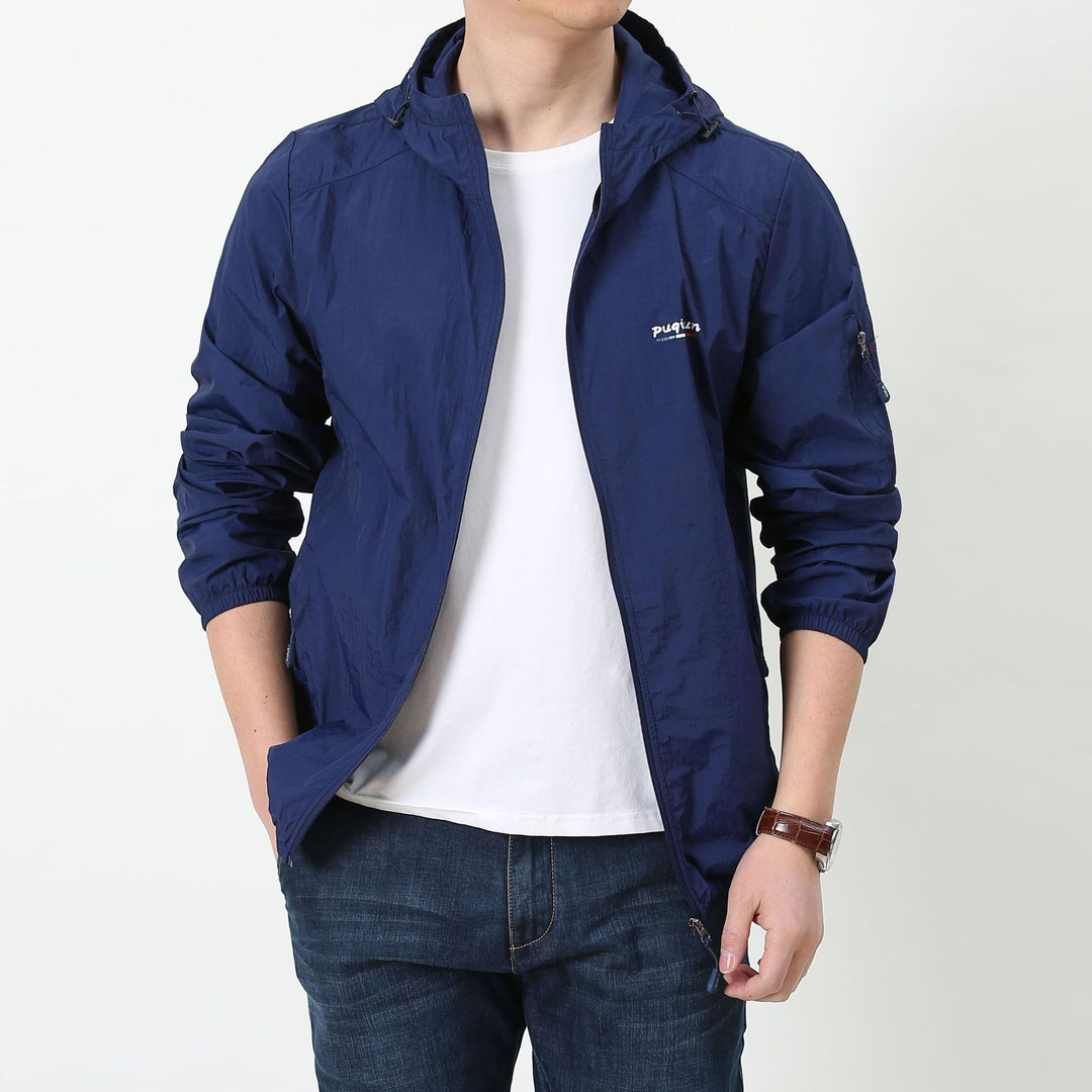 Herren Leichte Windbreaker-Jacke mit verstellbarer Kapuze Drune 1787797828