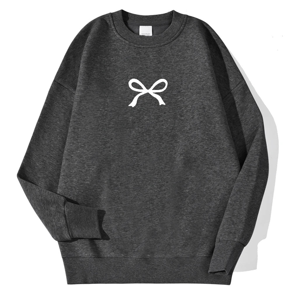 Damen gemütlicher Sweatshirt mit modischem Schleifenmotiv Drune