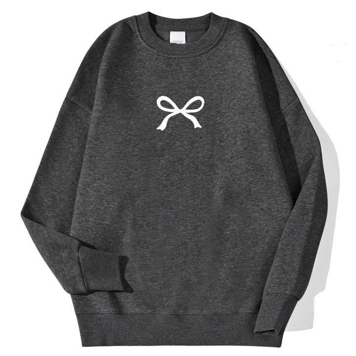 Damen gemütlicher Sweatshirt mit modischem Schleifenmotiv Drune