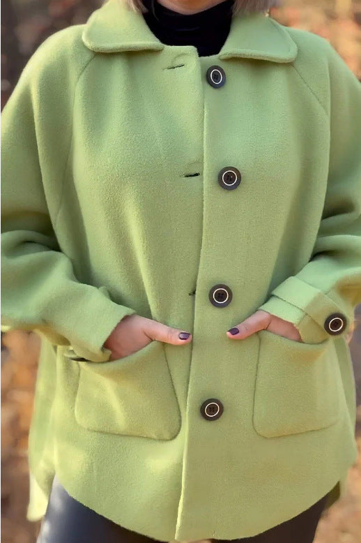 Damen weiche Wolljacke mit Schulterpasse und Knopfdetails Drune