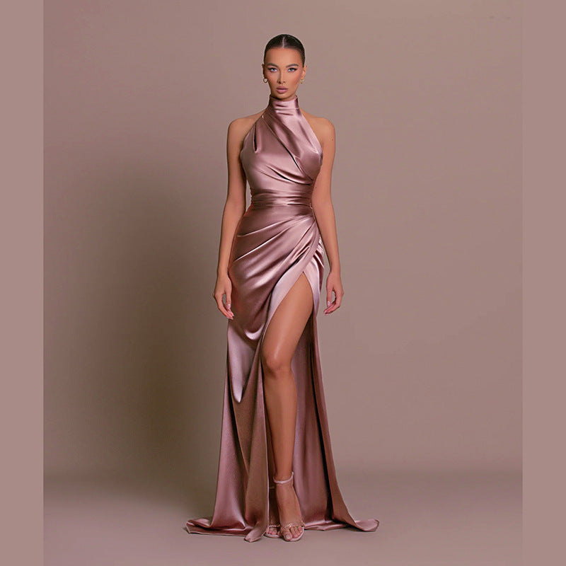 Damen Hochgeschlossenes Abendkleid mit verführerischem Schlitz Drune
