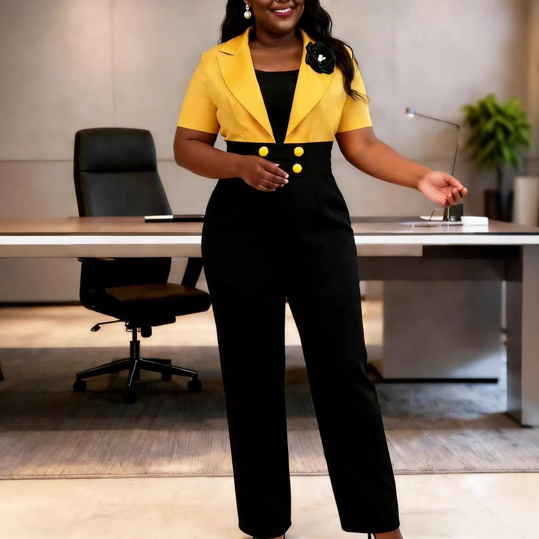 Damen eleganter Jumpsuit mit tailliertem Design und auffälligen Details Drune