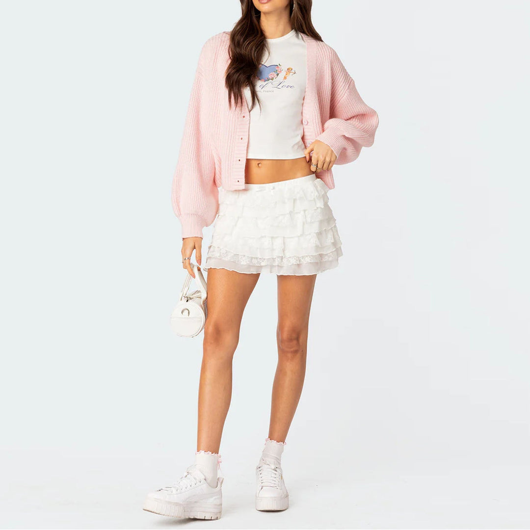 Damen Rüschenshort mit eleganter Spitzenverzierung Drune