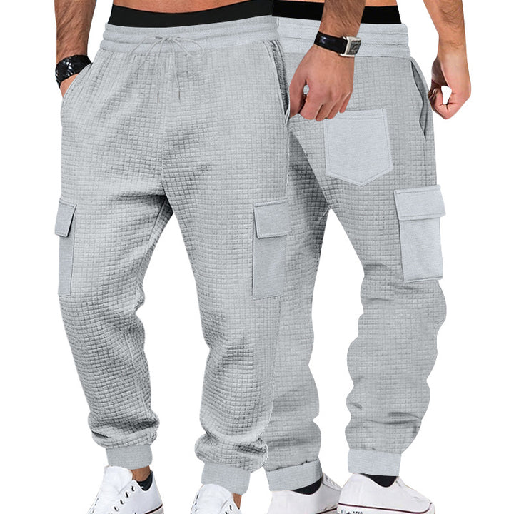Herren Cargo-Jogginghose mit Waffelstruktur, elastischem Bund und Klappentaschen Drune